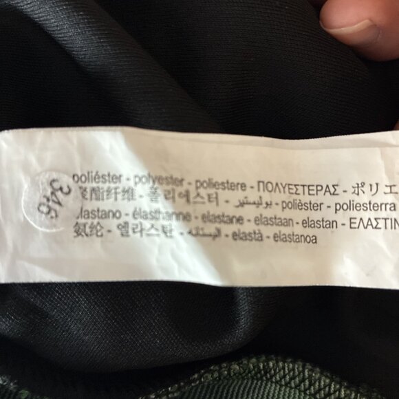 Zara Womens Size L One Shoulder Top Green Black Abstract Print Long Sleeve - Picture 6 of 6